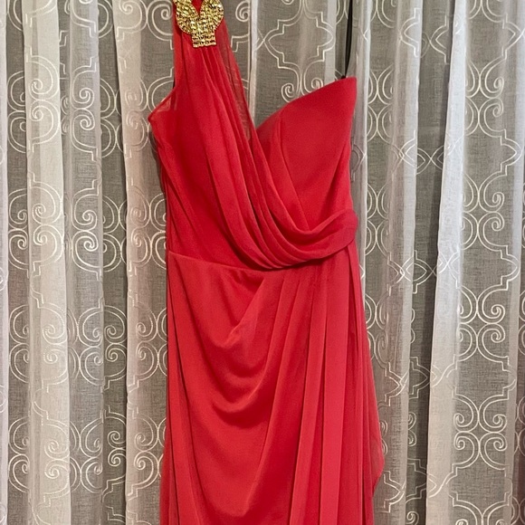 Xscape Red One Shoulder Gown Size 6 - Picture 3 of 6